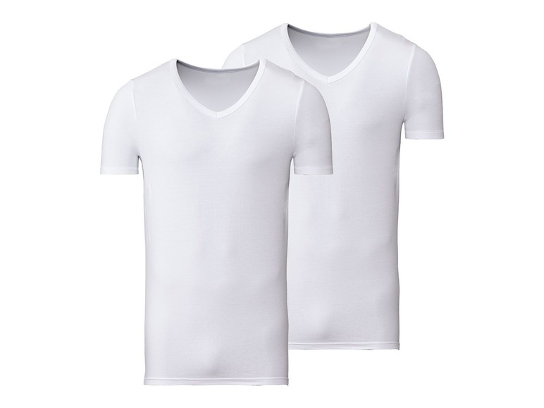 Gehe zu Vollbildansicht: LIVERGY® Unterhemd Herren, mit Rundhals- oder V-Ausschnitt, mit Baumwolle, 2 Stück - Bild 8