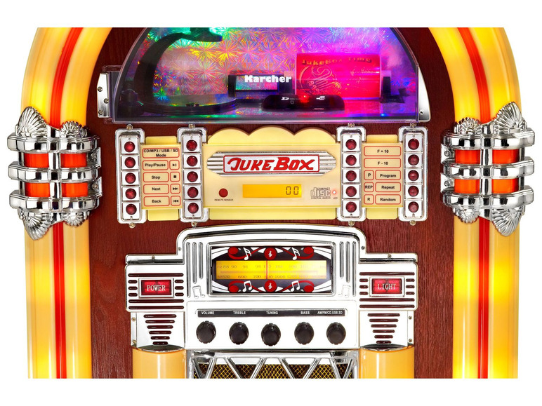 Gehe zu Vollbildansicht: Karcher JB 6604 Jukebox mit Lichtshow - MP3 & CD-Player - Radio - USB / SD / MMC - Bild 3