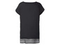 Schwarzes T-Shirt-Kleid mit Mesh-Saum.