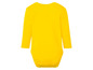 Gelber Strampler mit langen Ärmeln für Babys.