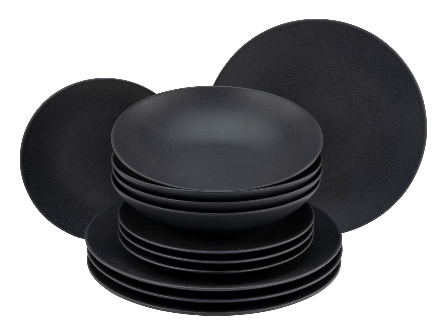 Creatable Steinzeug Geschirr matt schwarz Kombiservice (12 tlg.) | 04045486231445