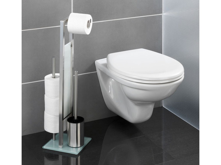 Gehe zu Vollbildansicht: Wenko Stand-WC-Garnitur »Rivalta«, mit integriertem Ersatzrollenhalter, Glasplatte - Bild 8