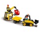 Lego-Set mit Bulldozer, Betonmischer und Kran.