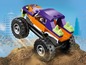 Ein LEGO Monster Jam Grave Digger Monstertruck mit großen Rädern.