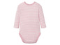 Ein rosa gestreiftes Baby-Langarmbody.