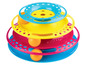 Ein Stapelspielzeug mit bunten Tellern und Bällen.