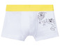 Weiße Boxershorts mit gelbem Bund und Tom & Jerry-Motiv.