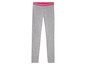 Graue Leggings mit rosa Glitzerband.