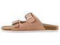 Beige Sandalen mit Schnalle und Korksohle.