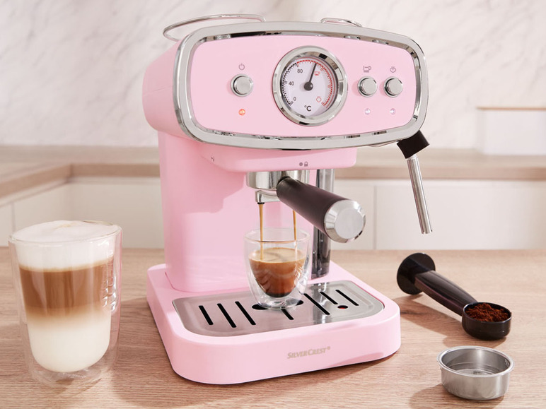 Gehe zu Vollbildansicht: Silvercrest Kitchen Tools Espressomaschine rosa »SEM 1050 A1«, mit Siebträger - Bild 7