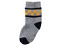 Graue Socken mit schwarzen und gelben Streifen