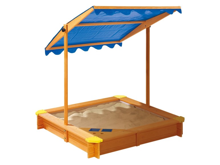 Gehe zu Vollbildansicht: Playtive JUNIOR PLAYTIVE® JUNIOR Sandkasten, 118 x 118 x 118 cm, mit Dach und Eisdiele, aus Massivholz - Bild 4