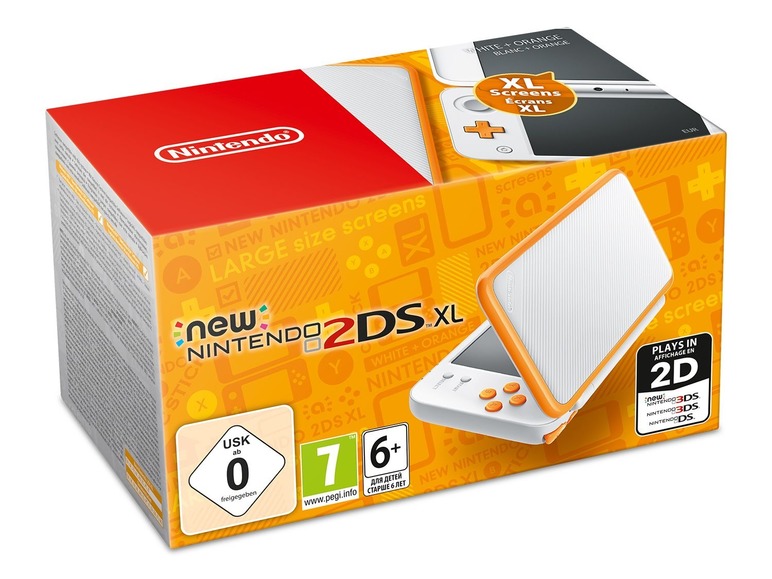 Gehe zu Vollbildansicht: Nintendo 2DS XL, NFC-Schnittstelle, DS- und 3DS kompatibel, weiß-orange - Bild 1
