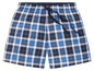 Blaue karierte Pyjamahose mit Kordelzug.