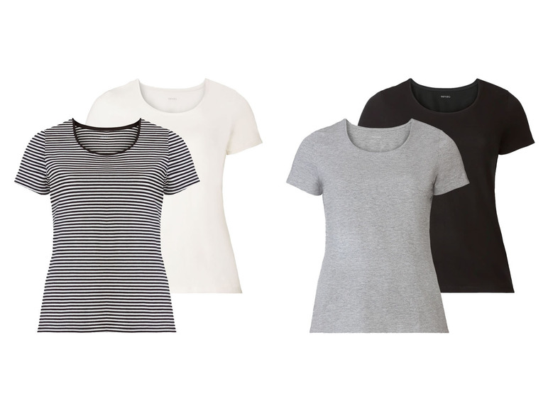 Gehe zu Vollbildansicht: esmara® Damen T-Shirt, 2 Stück, mit hohem Baumwollanteil - Bild 1
