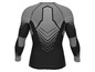 Ein schwarzes Sport-Langarmshirt mit grauen Details.