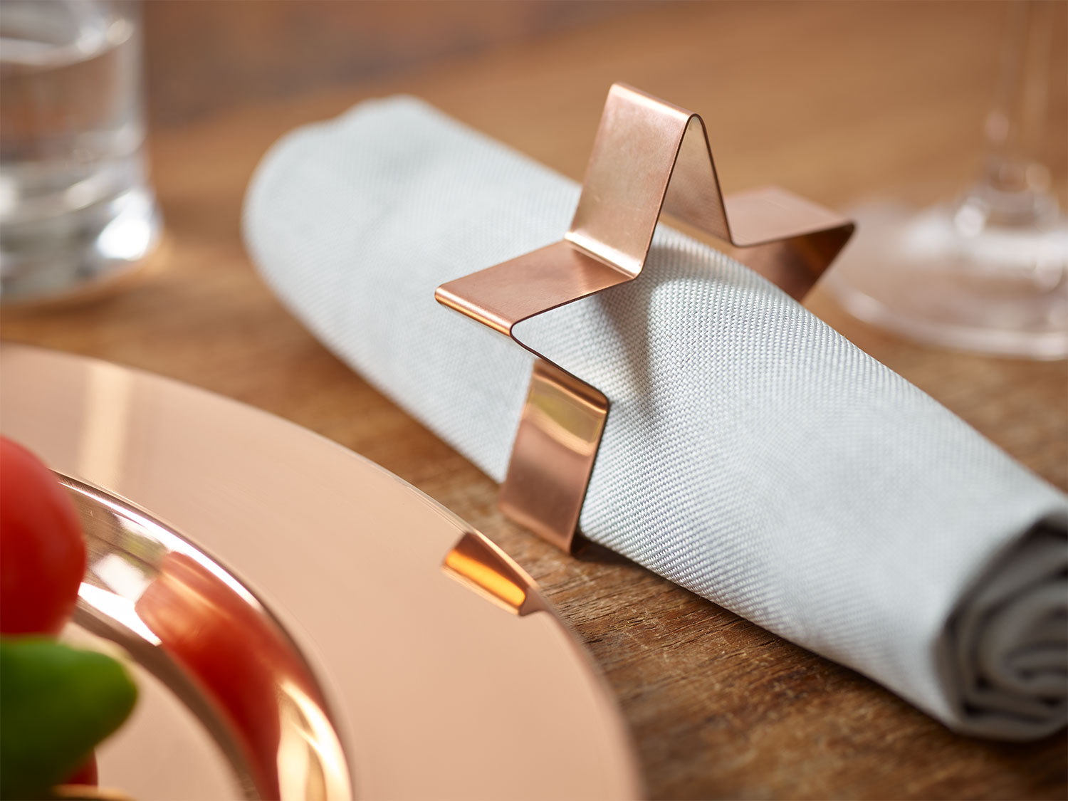 Thumbnail - ECHTWERK Untersetzer- / Serviettenring-Set (Serviettenringe "Stern"" aus Ed, kupfer, 4tlg)"