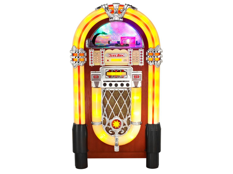 Eine Retro-Jukebox mit CD-Player und Radio.