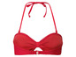 Ein roter Bikini-Oberteil mit Halterneck.