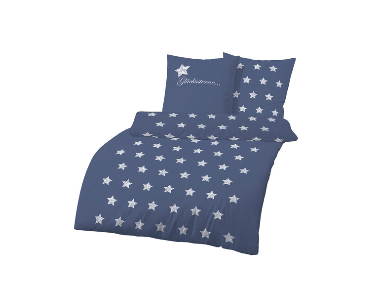 Gehe zu Vollbildansicht: Dobnig Feinbiber Bettwäsche Sterne dunkelblau - Bild 1