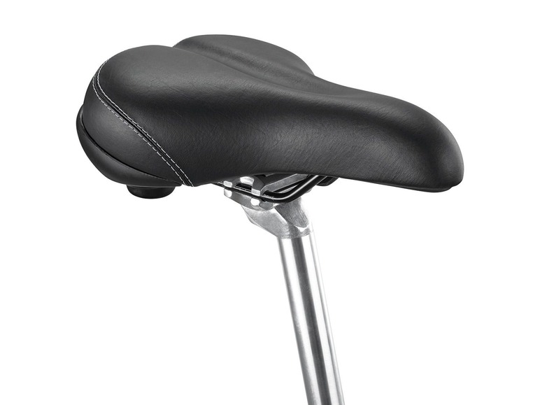Ein schwarzer Fahrradsattel.