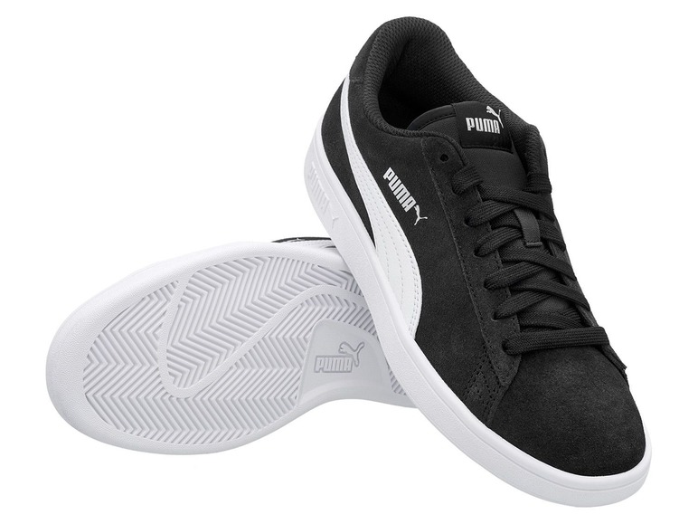 Gehe zu Vollbildansicht: Puma Sneaker Damen Herren "Smash V2" black/white/silver - Bild 1