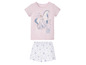 Frozen Pyjama mit rosa T-Shirt und weißen Shorts.