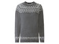 Grauer Pullover mit skandinavischem Muster.