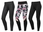 Schwarze und blumige Leggings zum Sport.