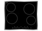 Eine schwarze Induktionskochfeld mit vier Kochzonen von Schott Ceran.