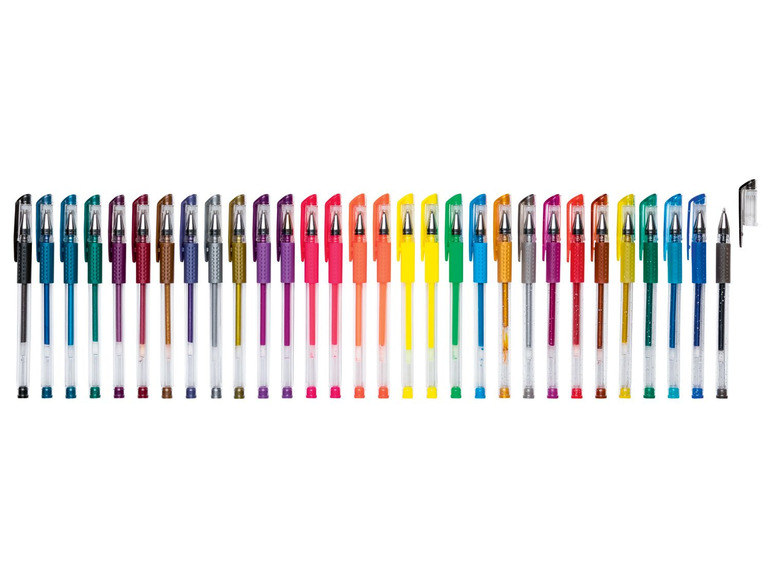 Gehe zu Vollbildansicht: UNITED OFFICE® Gelstifte, 30 Stück, Glitter, Neon und Metallic, mit feiner Spitze - Bild 1