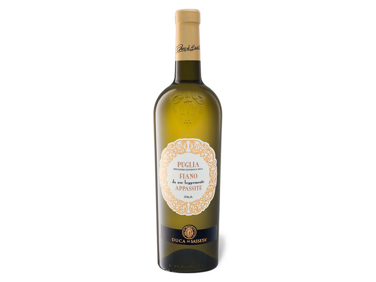 Gehe zu Vollbildansicht: Duca di Sasseta Fiano da uve leggermente Appassite Puglia IGT halbtrocken, Weißwein 2021 - Bild 1