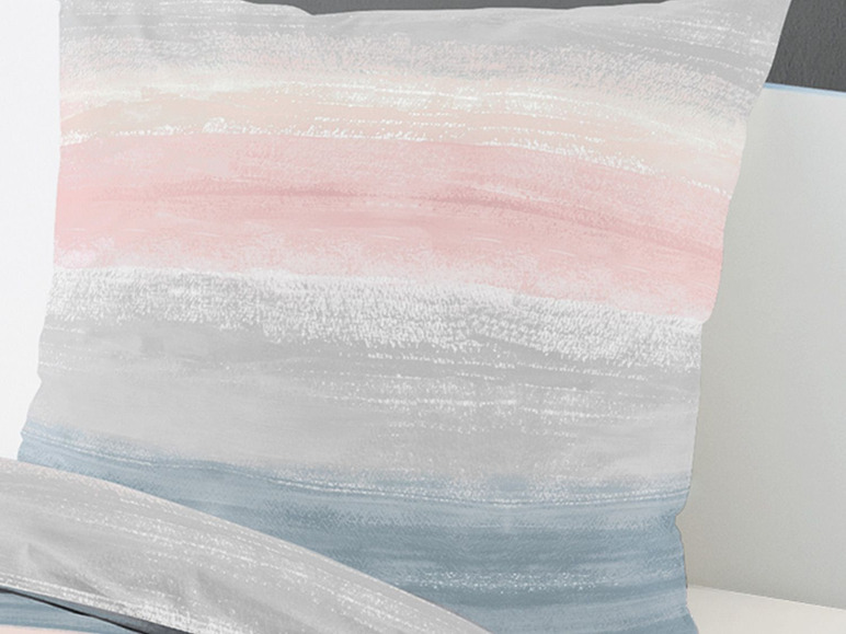 Gehe zu Vollbildansicht: Bierbaum Mako-Satin Bettwäsche »Pastell Streifen«, Grau-Rosa - Bild 3