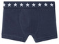 Blaue Boxershorts mit einem weißen Sternband.