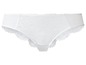 Weißer Spitzen-Tanga mit elastischem Bund.