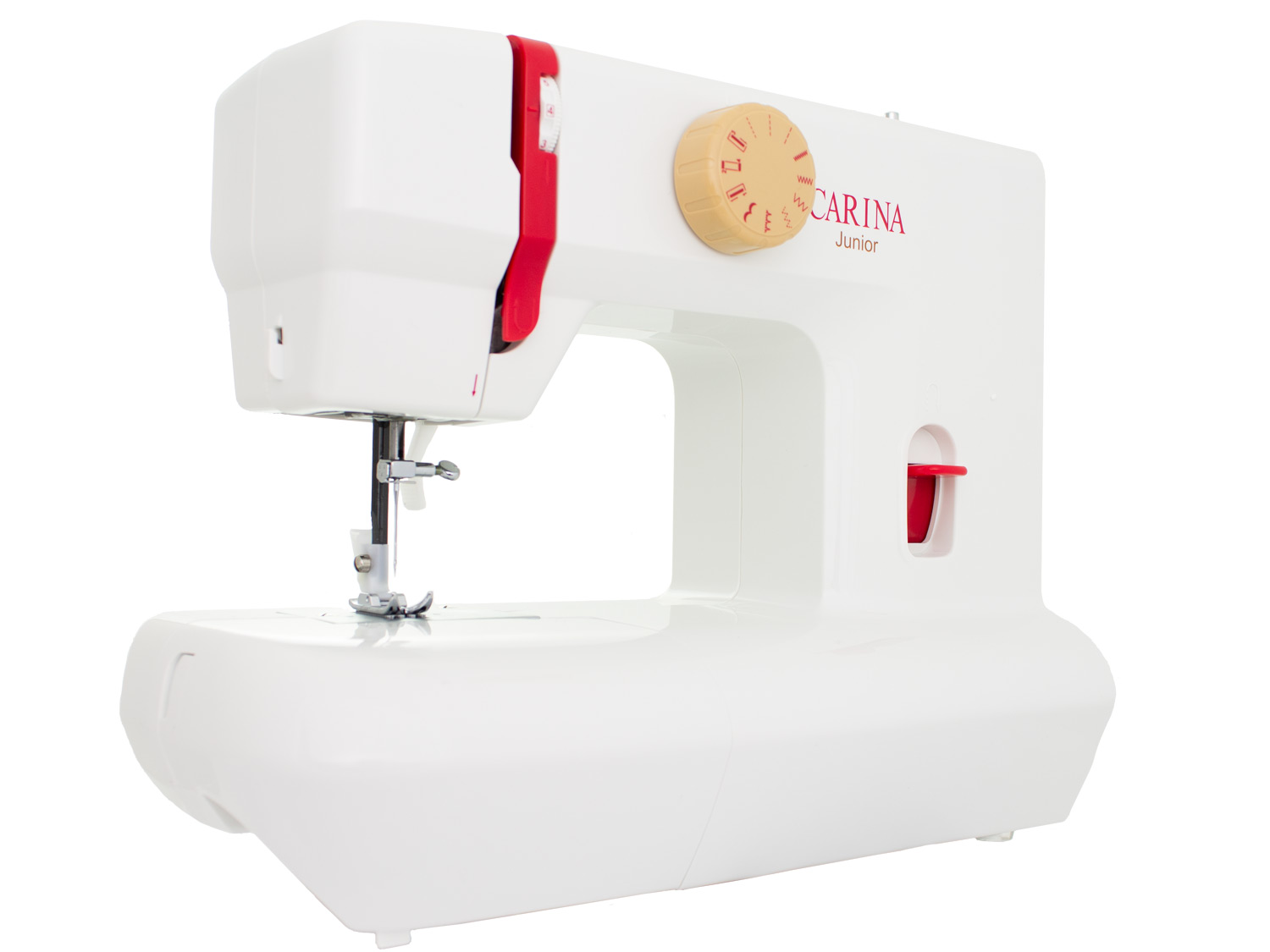 Carina Nähmaschine JUNIOR, Kinder Nähmaschine mit Stickerset, 9 Programme, Fadenabschneider, Freiarm, Fußanlasser, umfangreiches Zubehör – Bild 3 von 4