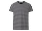 Ein schwarz-weiß gestreiftes T-Shirt mit kurzen Ärmeln.