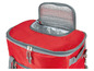 Rote Kühltasche mit silberner Isolierung.