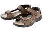 Zwei Paar braune Ledersandalen mit Schnalle