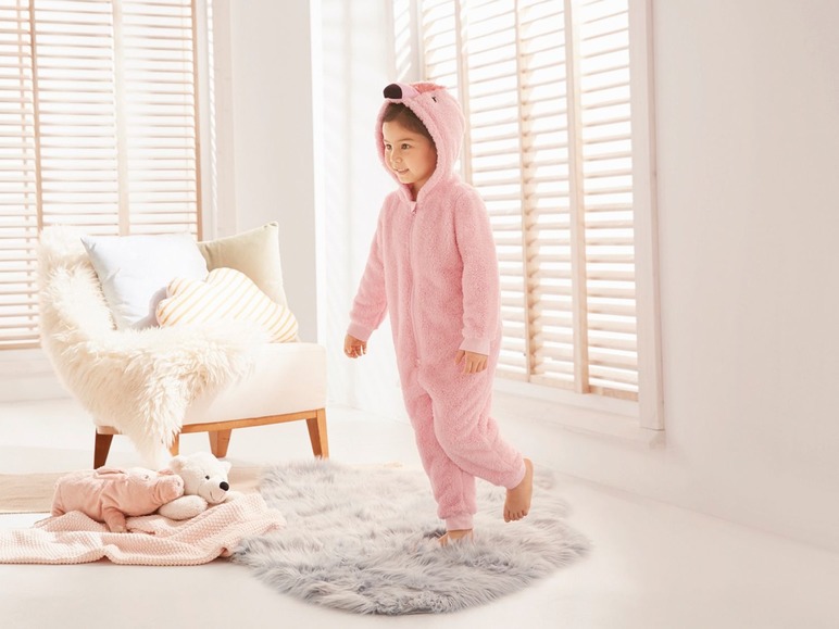 Gehe zu Vollbildansicht: LUPILU® Kleinkinder Mädchen Jumpsuit, Kapuze mit niedlicher Applikation, mit Kinnschutz - Bild 7