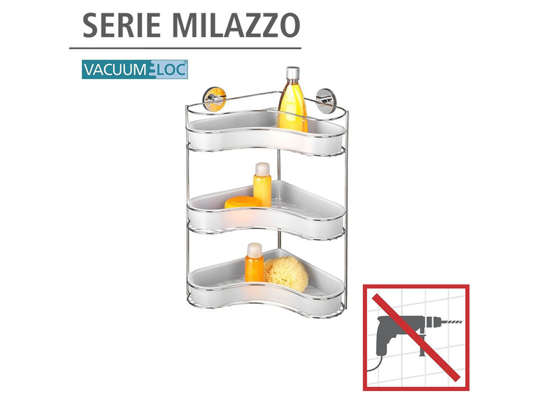 Gehe zu Vollbildansicht: Wenko Eckregal »Milazzo«, mit 3 Etagen, Vacuum-Loc® Saug-System, aus Stahl - Bild 2
