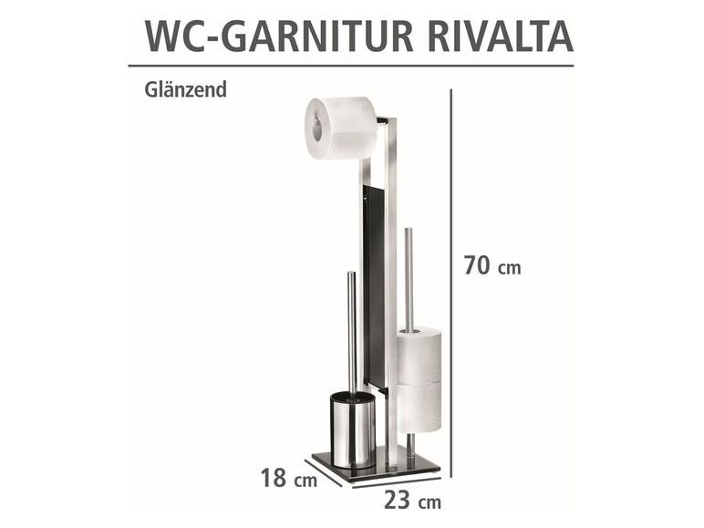 Gehe zu Vollbildansicht: Wenko Stand-WC-Garnitur »Rivalta«, mit integriertem Ersatzrollenhalter, Glasplatte - Bild 13
