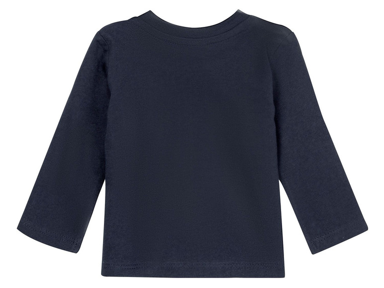 Ein dunkelblaues Langarmshirt für Babys.