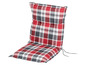 Rotes und graues kariertes Gartenstuhlkissen