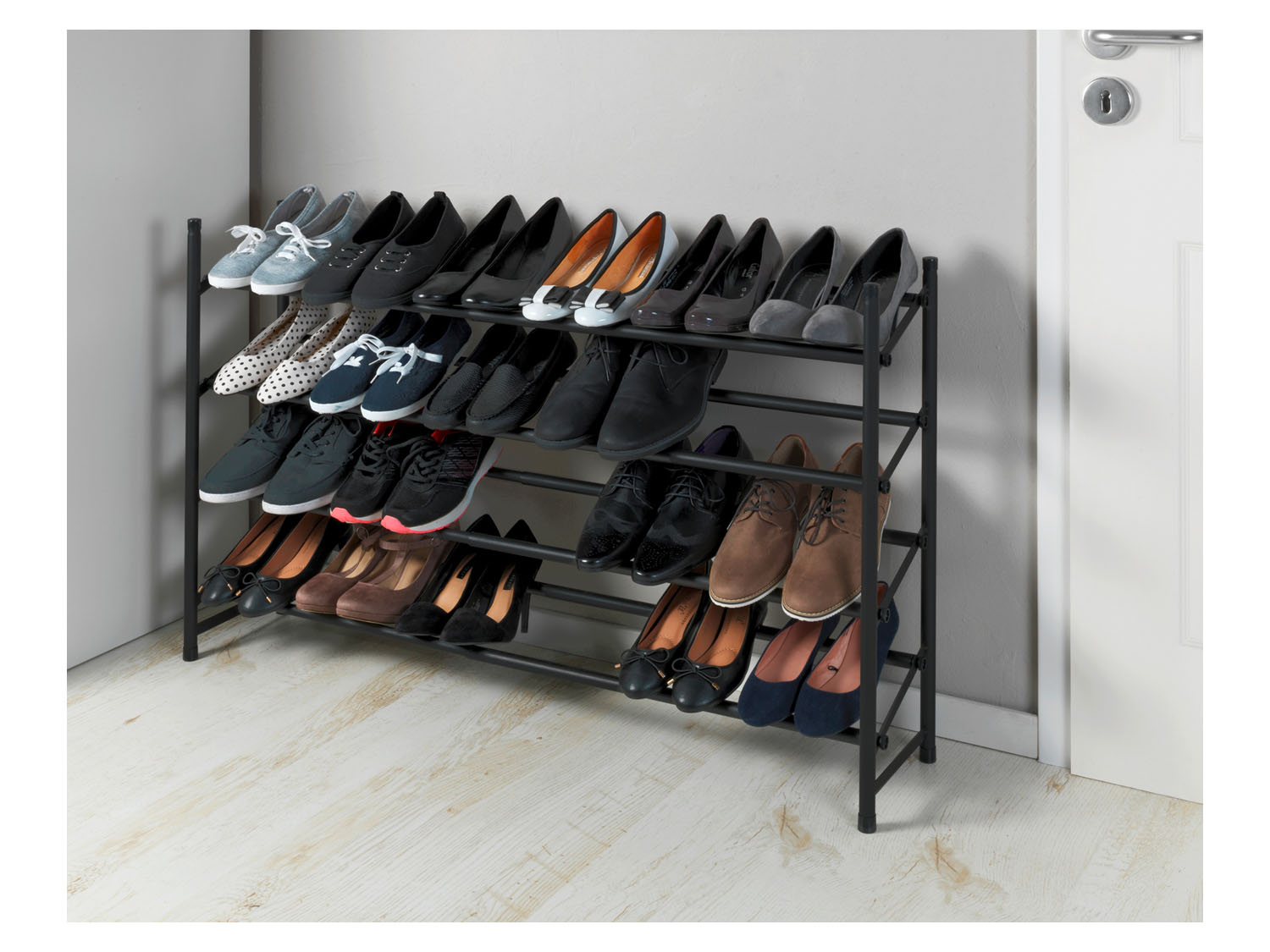 WENKO Schuhregal Modell Hero, ausziehbar, 62 bis 115 cm, für 24 Paar Schuhe, Anti-Rutsch Oberfläche – Bild 2 von 4