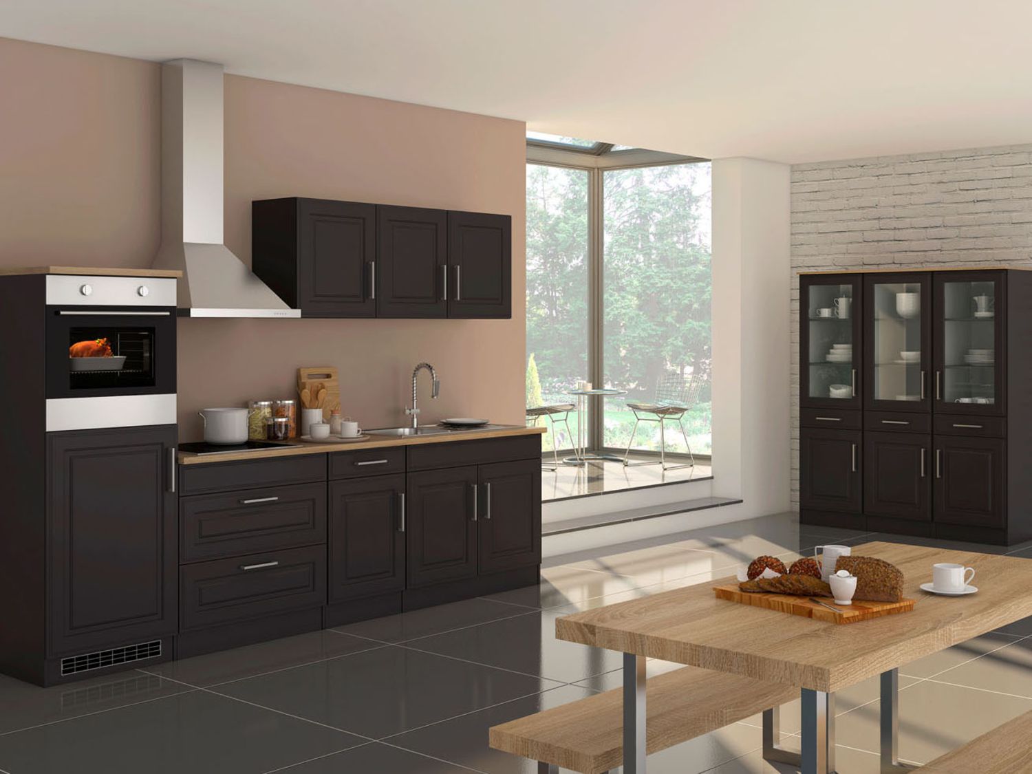 HELD Küchenzeile Rom 290/300/330cm (Breite 290 cm, grafit/eiche sonoma) | 04251639435190