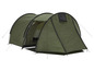 Grünes Zelt mit Vorzelt.