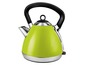 Ein grüner Wasserkocher mit schwarzem Griff.