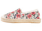 Espadrilles mit rosafarbenem Blumenmuster.