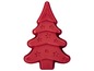 Eine rote Silikonform in Form eines Weihnachtsbaums.